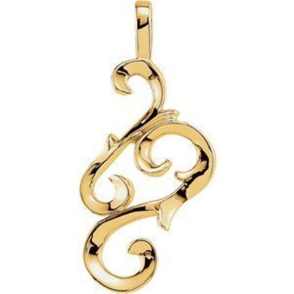14K Yellow 28x14 mm Freeform Pendant